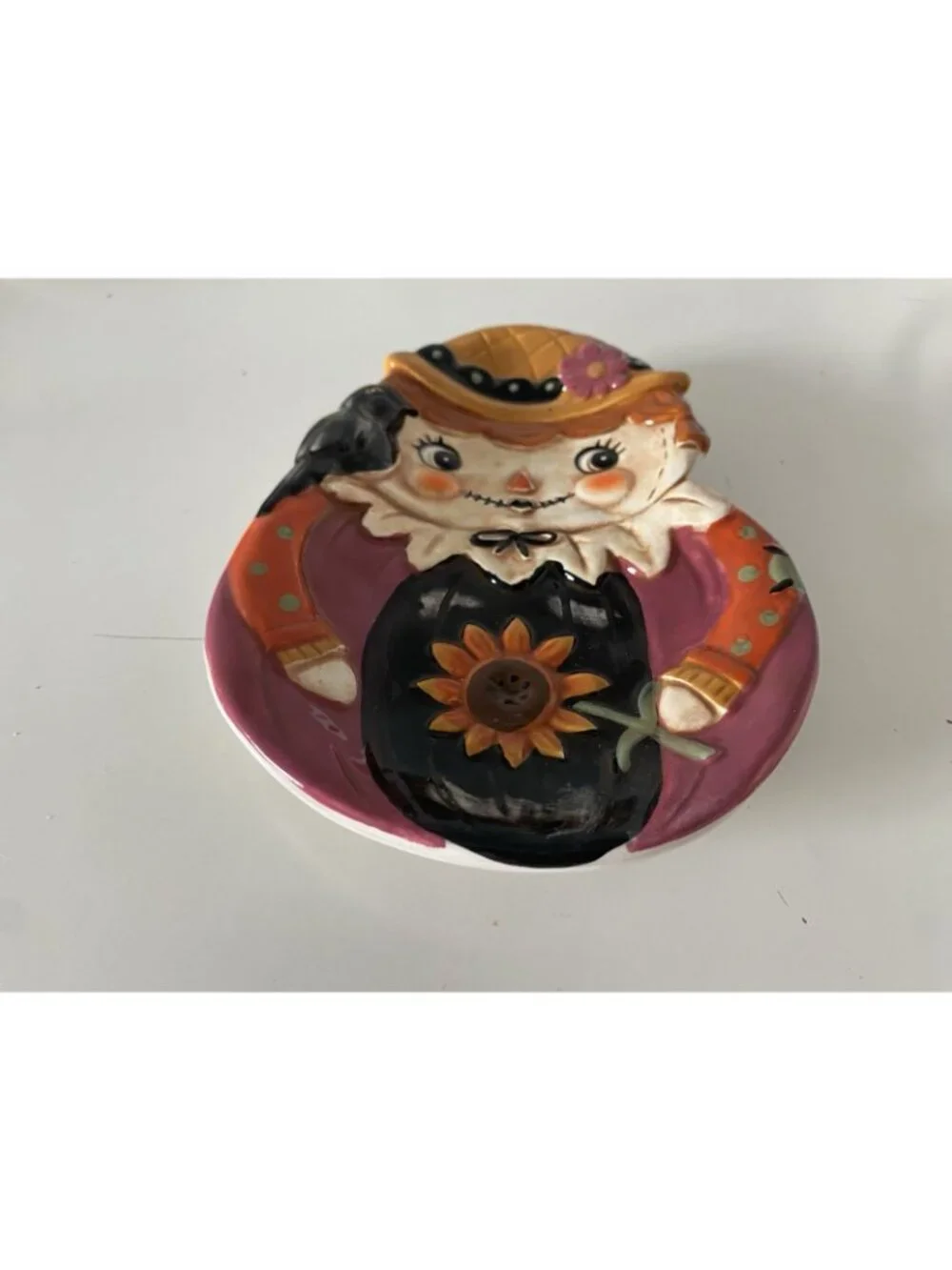 Johanna Parker Design Mrs. Scarecrow (Girl) Ceramic Spoon Rest Autumn Fall NEW